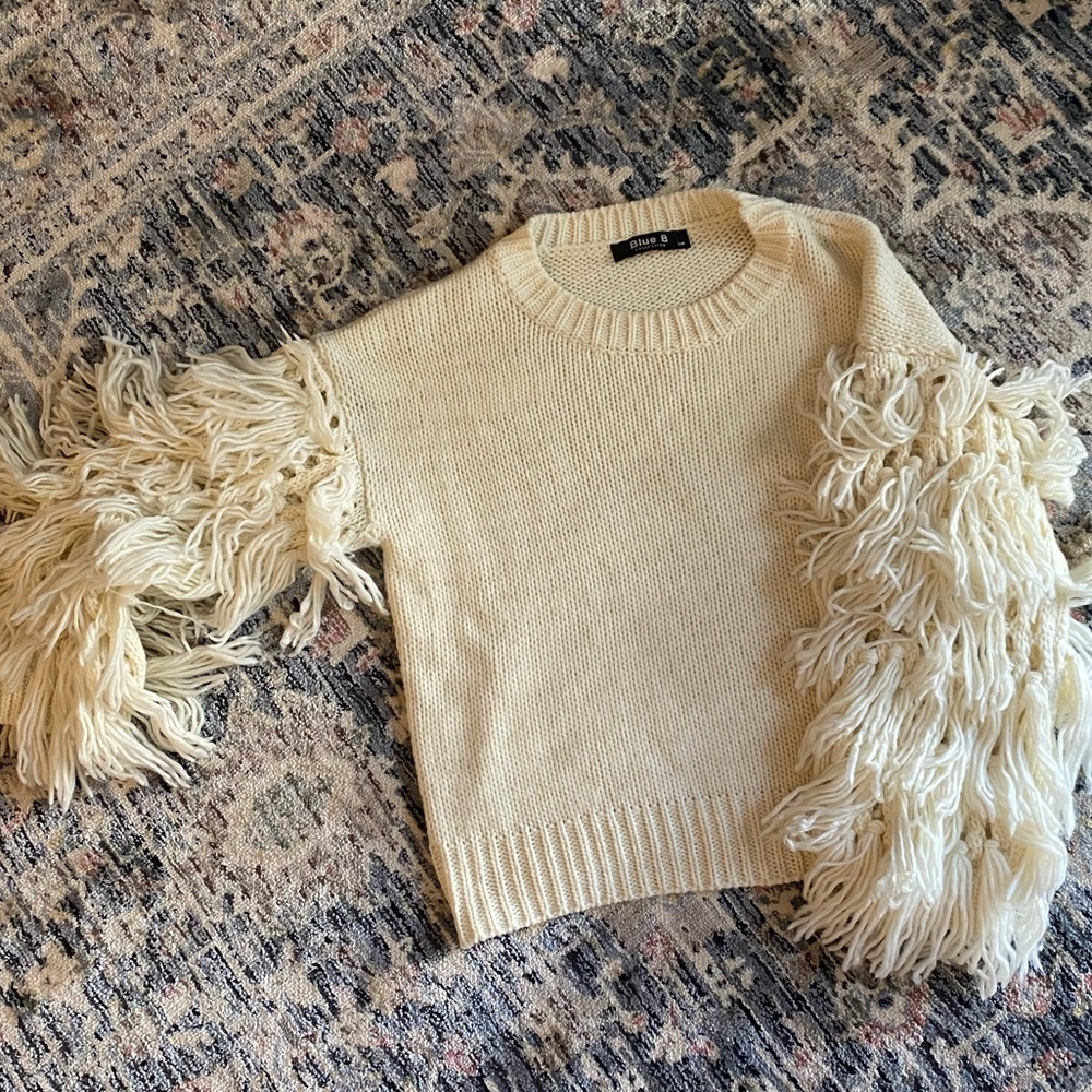 Fringe sleeve sweater